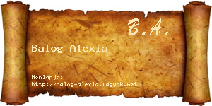 Balog Alexia névjegykártya